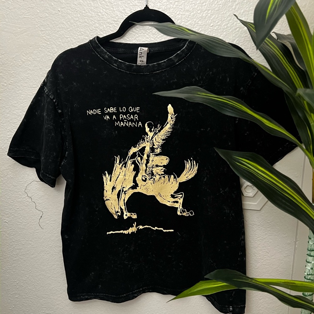 Black Graphic Tee with Gold Print